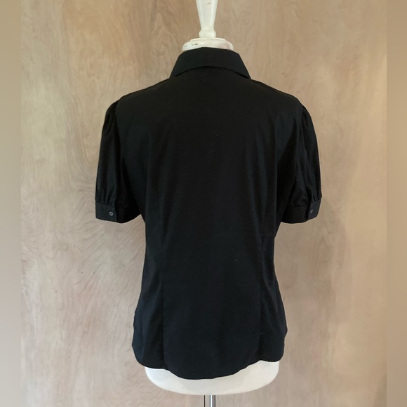 Black Button Up Puff Sleeve Blouse - Picture 4 of 7